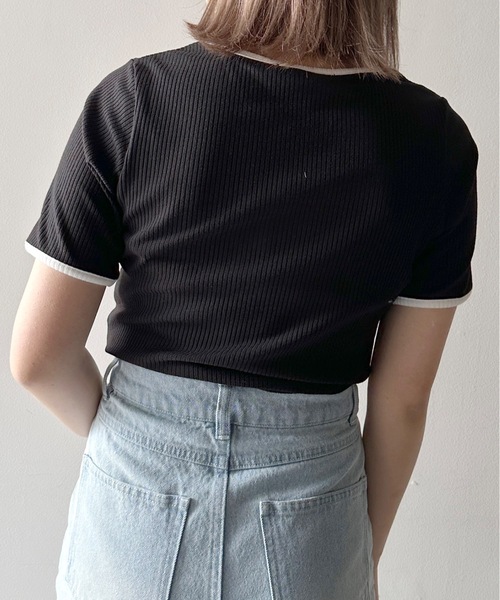 one way（ワンウェイ）の「ワンポイント刺繍テレコトップス（Tシャツ/カットソー・レディース・ブラック系その他/ホワイト/ピンク/ブラック・FREE）」の7枚目の写真