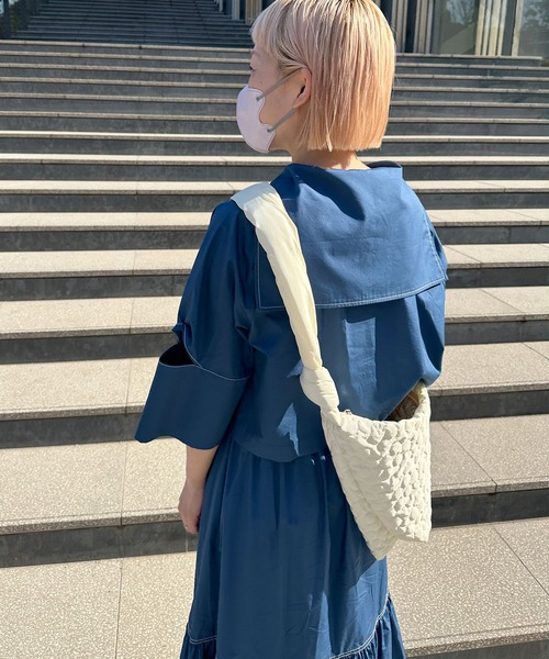 SSD　フラワーキルティング　ワンショルダーバッグ:アイスブルー Alley by w closet（アリーバイダブルクローゼット）の「【Alley