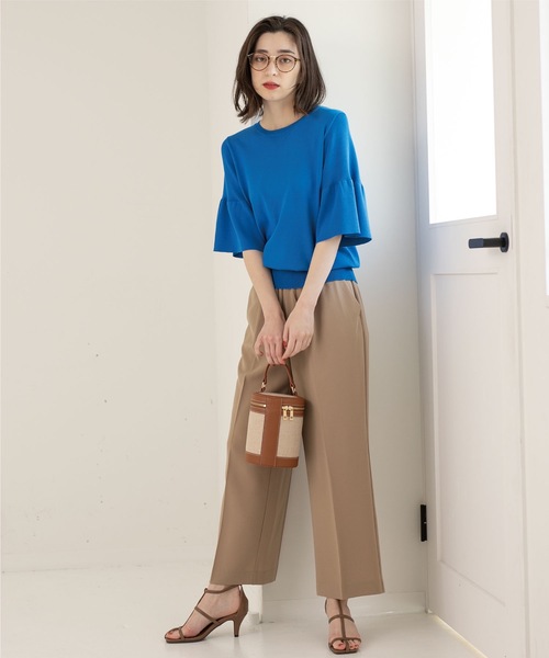 OPAQUE.CLIP（オペークドットクリップ）の「◆ドライタッチフリルスリーブニット【洗える/アンチピリング】（ニット/セーター・レディース・オレンジ/ブルー/ブラック/ホワイト系・36/38/40/42）」の18枚目の写真