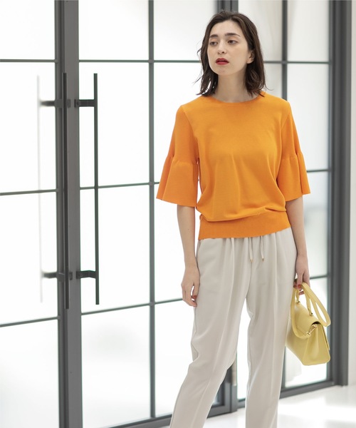 OPAQUE.CLIP（オペークドットクリップ）の「◆ドライタッチフリルスリーブニット【洗える/アンチピリング】（ニット/セーター・レディース・オレンジ/ブルー/ブラック/ホワイト系・36/38/40/42）」の22枚目の写真