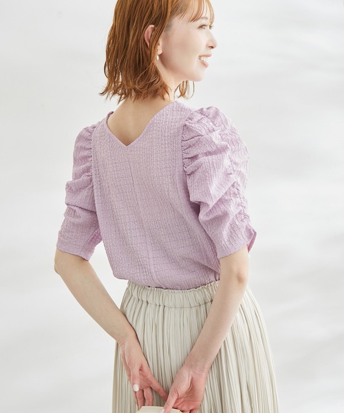 ROPE' PICNIC（ロペピクニック）の「【WEB限定】2WAY/カットジャカードTシャツ（Tシャツ/カットソー・レディース・オフホワイト/ブラック/ブルー/ラベンダー・38）」の4枚目の写真