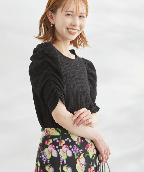 ROPE' PICNIC（ロペピクニック）の「【WEB限定】2WAY/カットジャカードTシャツ（Tシャツ/カットソー・レディース・オフホワイト/ブラック/ブルー/ラベンダー・38）」の2枚目の写真