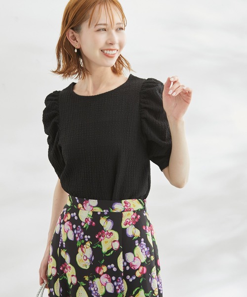 ROPE' PICNIC（ロペピクニック）の「【WEB限定】2WAY/カットジャカードTシャツ（Tシャツ/カットソー・レディース・オフホワイト/ブラック/ブルー/ラベンダー・38）」の5枚目の写真