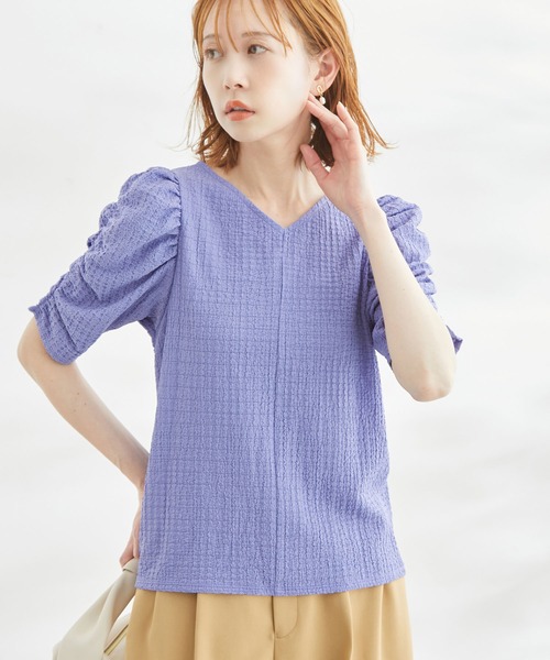 ROPE' PICNIC（ロペピクニック）の「【WEB限定】2WAY/カットジャカードTシャツ（Tシャツ/カットソー・レディース・オフホワイト/ブラック/ブルー/ラベンダー・38）」の18枚目の写真