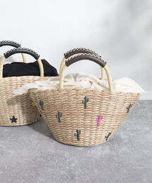 fredy emue | モチーフ刺繍ペーパーカゴバッグ(かごバッグ)