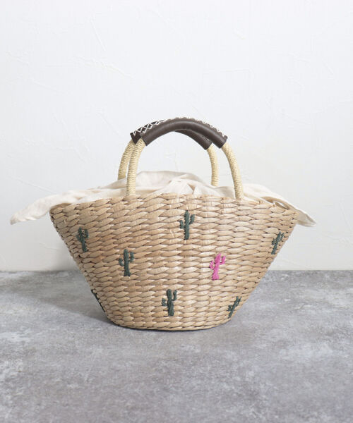 fredy emue（フレディエミュ）の「モチーフ刺繍ペーパーカゴバッグ（かごバッグ・レディース・ブラック系その他/グリーン系その他・FREE）」の10枚目の写真