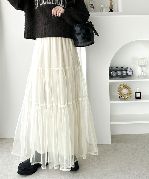 セール】秋の必需品！ふわっと愛らしく。チュールレイヤード