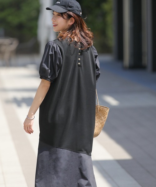 Bou Jeloud（ブージュルード）の「【低身長向けサイズあり】スウェットVネックマーメイドワンピース（ワンピース・レディース・ブラック/グレイッシュベージュ/チャコールグレー・M/S）」の5枚目の写真