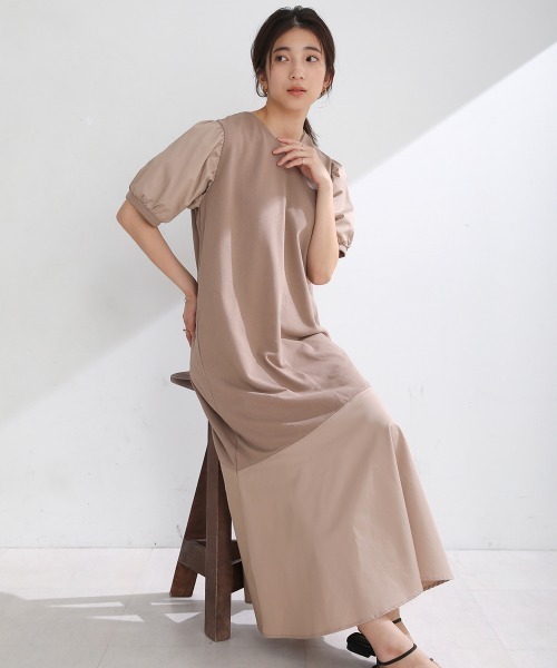 Bou Jeloud（ブージュルード）の「【低身長向けサイズあり】スウェットVネックマーメイドワンピース（ワンピース・レディース・ブラック/グレイッシュベージュ/チャコールグレー・M/S）」の14枚目の写真