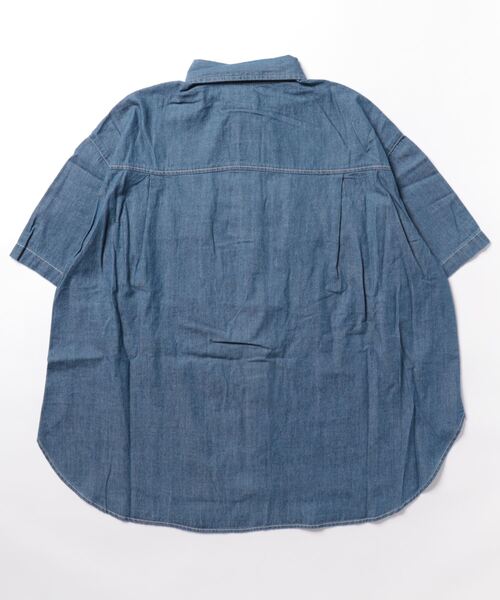 BACK NUMBER（バックナンバー）の「【BACK NUMBER】デニム半袖シャツ（シャツ/ブラウス・レディース・ライトインディゴブルー/ダークインディゴブルー・L/M）」の3枚目の写真