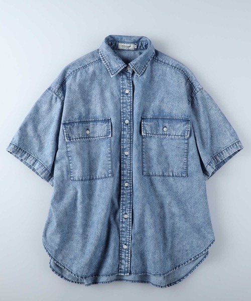 BACK NUMBER（バックナンバー）の「【BACK NUMBER】デニム半袖シャツ（シャツ/ブラウス・レディース・ライトインディゴブルー/ダークインディゴブルー・L/M）」の8枚目の写真