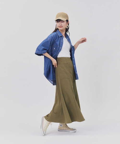 BACK NUMBER（バックナンバー）の「【BACK NUMBER】デニム半袖シャツ（シャツ/ブラウス・レディース・ライトインディゴブルー/ダークインディゴブルー・L/M）」の16枚目の写真