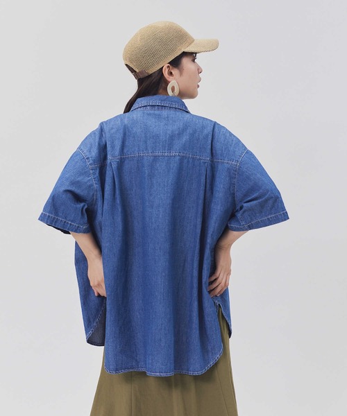 BACK NUMBER（バックナンバー）の「【BACK NUMBER】デニム半袖シャツ（シャツ/ブラウス・レディース・ライトインディゴブルー/ダークインディゴブルー・L/M）」の17枚目の写真