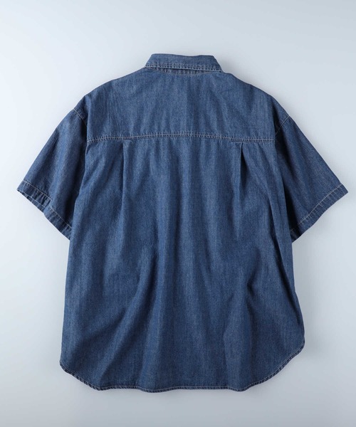 BACK NUMBER（バックナンバー）の「【BACK NUMBER】デニム半袖シャツ（シャツ/ブラウス・レディース・ライトインディゴブルー/ダークインディゴブルー・L/M）」の11枚目の写真