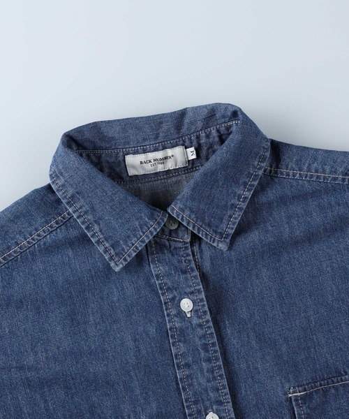 BACK NUMBER（バックナンバー）の「【BACK NUMBER】デニム半袖シャツ（シャツ/ブラウス・レディース・ライトインディゴブルー/ダークインディゴブルー・L/M）」の12枚目の写真