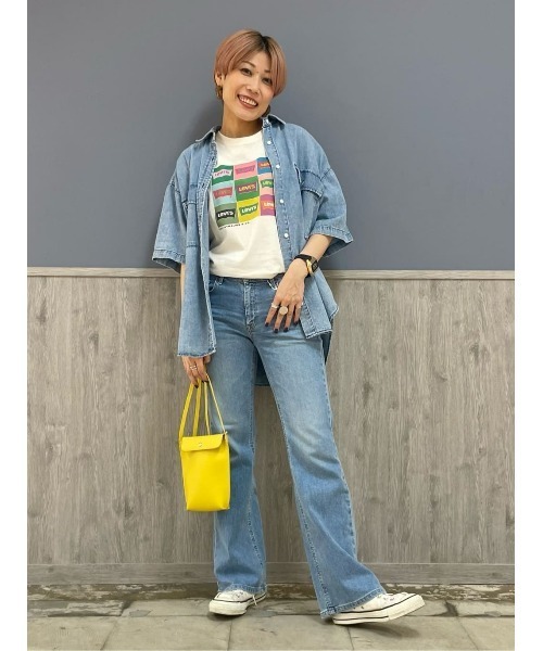 BACK NUMBER（バックナンバー）の「【BACK NUMBER】デニム半袖シャツ（シャツ/ブラウス・レディース・ライトインディゴブルー/ダークインディゴブルー・L/M）」の21枚目の写真