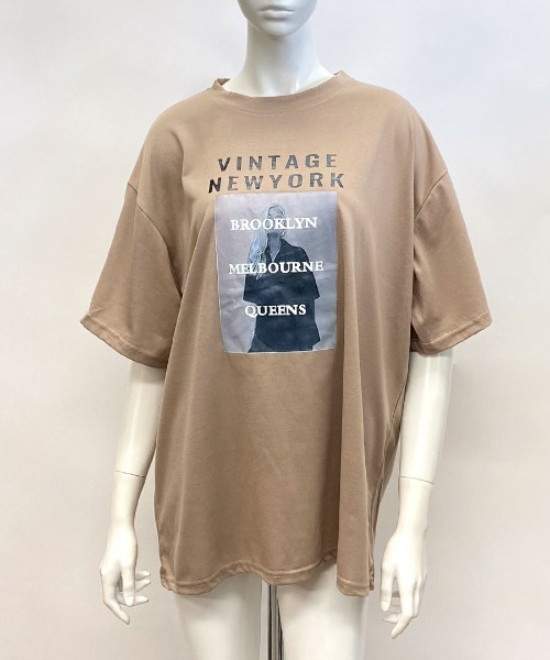 Riff（リフ）の「プリントBIGTシャツ ロゴ（Tシャツ/カットソー・レディース・ホワイト/ブラック/モカ/ブラウン・L/M）」の8枚目の写真