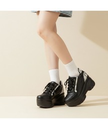 <脱ぎ履きしやすい>ファスナー付厚底スニーカー