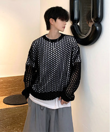 EFFECTION（エフェクション）の「【neos -addictive design-】ルーズシルエット メッシュ シアー ニット プルオーバー トップス（ニット/セーター）」