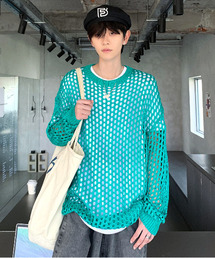 EFFECTION（エフェクション）の「【neos -addictive design-】ルーズシルエット メッシュ シアー ニット プルオーバー トップス（ニット/セーター）」
