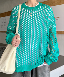 EFFECTION（エフェクション）の「【neos -addictive design-】ルーズシルエット メッシュ シアー ニット プルオーバー トップス（ニット/セーター）」