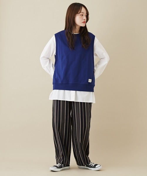 CUBE SUGAR（キューブシュガー）の「ドビーストライプイージーコクーンパンツ（その他パンツ・レディース・レッド/グリーン/ブラック・M）」の7枚目の写真