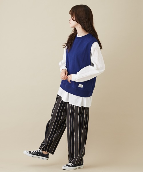 CUBE SUGAR（キューブシュガー）の「ドビーストライプイージーコクーンパンツ（その他パンツ・レディース・レッド/グリーン/ブラック・M）」の8枚目の写真