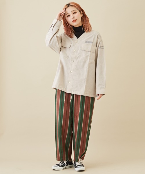 CUBE SUGAR（キューブシュガー）の「ドビーストライプイージーコクーンパンツ（その他パンツ・レディース・レッド/グリーン/ブラック・M）」の15枚目の写真