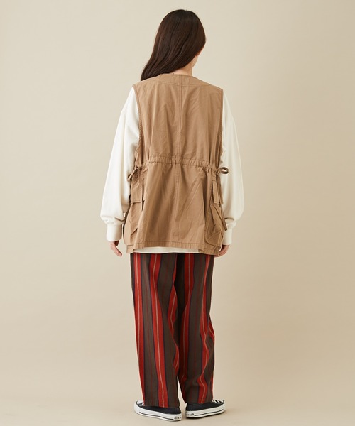 CUBE SUGAR（キューブシュガー）の「ドビーストライプイージーコクーンパンツ（その他パンツ・レディース・レッド/グリーン/ブラック・M）」の12枚目の写真