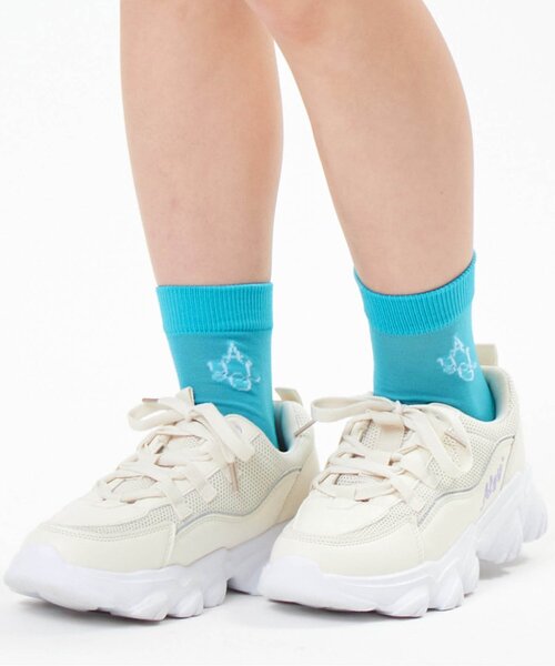 algy（アルジー）の「ポップカラーシースルークルーソックス（ソックス/靴下・キッズ・パープル/オレンジ/グリーン/ピンク/サックスブルー・21/24）」の3枚目の写真