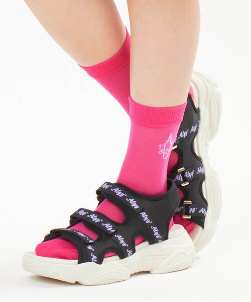 algy（アルジー）の「ポップカラーシースルークルーソックス（ソックス/靴下・キッズ・パープル/オレンジ/グリーン/ピンク/サックスブルー・21/24）」の4枚目の写真