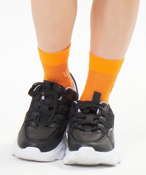 algy（アルジー）の「ポップカラーシースルークルーソックス（ソックス/靴下・キッズ・パープル/オレンジ/グリーン/ピンク/サックスブルー・21/24）」の5枚目の写真
