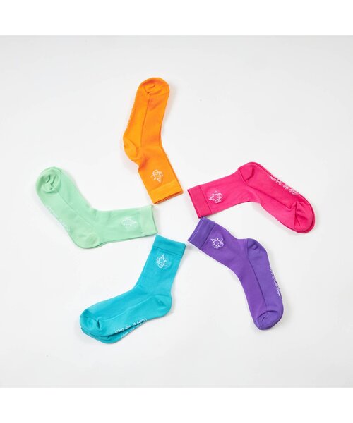 algy（アルジー）の「ポップカラーシースルークルーソックス（ソックス/靴下・キッズ・パープル/オレンジ/グリーン/ピンク/サックスブルー・21/24）」の6枚目の写真