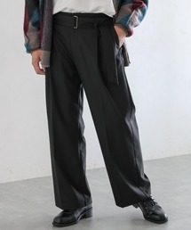 RAGEBLUE | TR stretch tack wide straight slacks / TRストレッチ/ベルト付きタックワイドストレートスラックス(スラックス)
