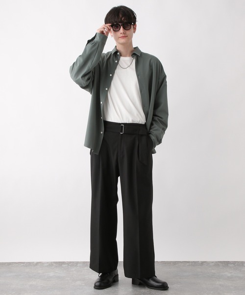 RAGEBLUE(レイジブルー)の「TR stretch tack wide straight slacks / TRストレッチ/ベルト付きタックワイドストレートスラックス(スラックス・メンズ・ブラウン/ブラック/ベージュ・MEDIUM/LARGE)」の18枚目の写真