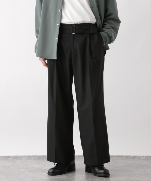 RAGEBLUE(レイジブルー)の「TR stretch tack wide straight slacks / TRストレッチ/ベルト付きタックワイドストレートスラックス(スラックス・メンズ・ブラウン/ブラック/ベージュ・MEDIUM/LARGE)」の13枚目の写真
