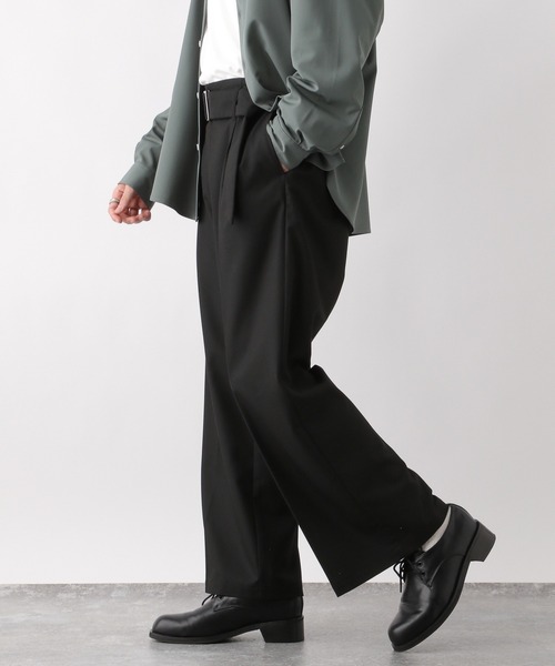 RAGEBLUE(レイジブルー)の「TR stretch tack wide straight slacks / TRストレッチ/ベルト付きタックワイドストレートスラックス(スラックス・メンズ・ブラウン/ブラック/ベージュ・MEDIUM/LARGE)」の12枚目の写真