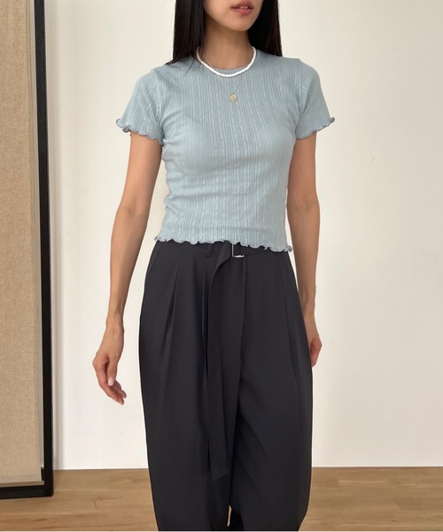 Didot.showroom(ディドット ショールーム)の「パターンメッシュガーリーメロウT(Tシャツ/カットソー・レディース・アイボリー/グレー/スカイブルー/ブラック/クリーム/レッド・FREE)」の22枚目の写真