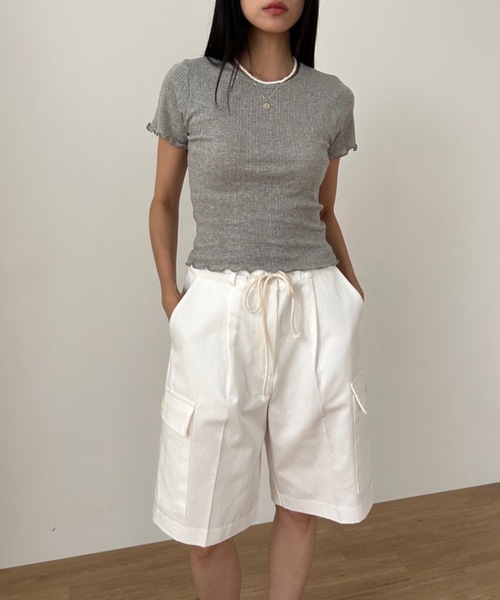 Didot.showroom(ディドット ショールーム)の「パターンメッシュガーリーメロウT(Tシャツ/カットソー・レディース・アイボリー/グレー/スカイブルー/ブラック/クリーム/レッド・FREE)」の8枚目の写真
