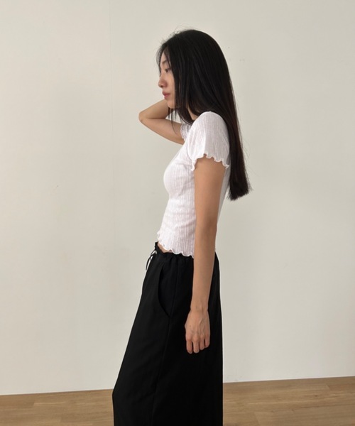 Didot.showroom(ディドット ショールーム)の「パターンメッシュガーリーメロウT(Tシャツ/カットソー・レディース・アイボリー/グレー/スカイブルー/ブラック/クリーム/レッド・FREE)」の16枚目の写真