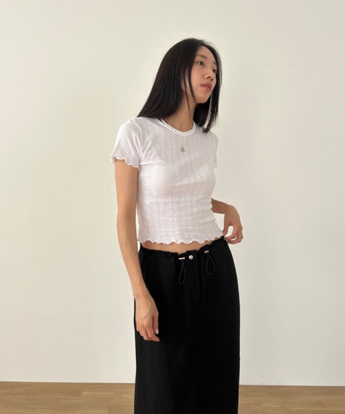 Didot.showroom(ディドット ショールーム)の「パターンメッシュガーリーメロウT(Tシャツ/カットソー・レディース・アイボリー/グレー/スカイブルー/ブラック/クリーム/レッド・FREE)」の15枚目の写真