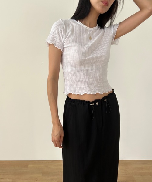 Didot.showroom(ディドット ショールーム)の「パターンメッシュガーリーメロウT(Tシャツ/カットソー・レディース・アイボリー/グレー/スカイブルー/ブラック/クリーム/レッド・FREE)」の10枚目の写真