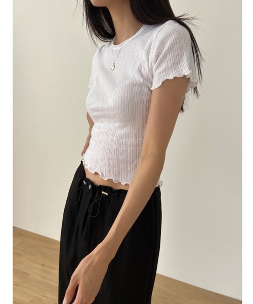 Didot.showroom(ディドット ショールーム)の「パターンメッシュガーリーメロウT(Tシャツ/カットソー・レディース・アイボリー/グレー/スカイブルー/ブラック/クリーム/レッド・FREE)」の11枚目の写真