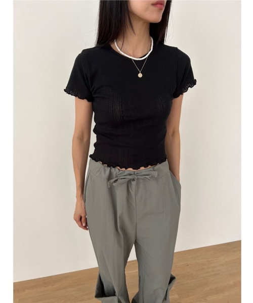 Didot.showroom(ディドット ショールーム)の「パターンメッシュガーリーメロウT(Tシャツ/カットソー・レディース・アイボリー/グレー/スカイブルー/ブラック/クリーム/レッド・FREE)」の21枚目の写真