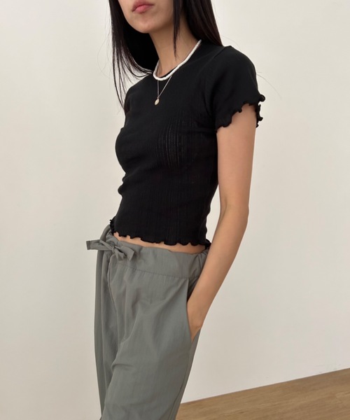 Didot.showroom(ディドット ショールーム)の「パターンメッシュガーリーメロウT(Tシャツ/カットソー・レディース・アイボリー/グレー/スカイブルー/ブラック/クリーム/レッド・FREE)」の17枚目の写真