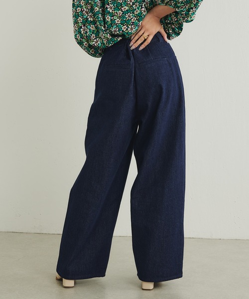 ear PAPILLONNER（イアパピヨネ）の「デニムワイドパンツ【SUM1 STYLE（スミ スタイル）】（デニムパンツ・レディース・インディゴブルー・FREE）」の5枚目の写真