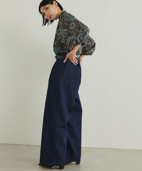 ear PAPILLONNER（イアパピヨネ）の「デニムワイドパンツ【SUM1 STYLE（スミ スタイル）】（デニムパンツ・レディース・インディゴブルー・FREE）」の6枚目の写真