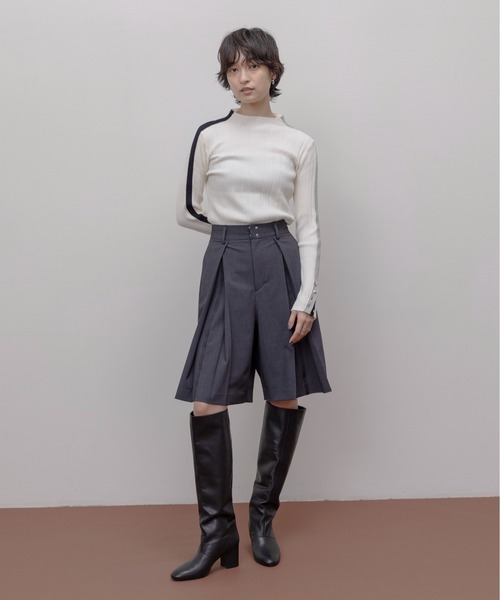 新品★Eimee Law （エイミーロウ）★サイドロゴニット★チャコールグレー 配色ラインランダムリブニット Eimee Law│Eimee Law & LHELBIE
