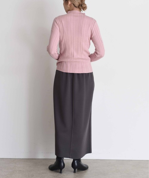 Eimee Law（エイミーロウ）の「配色ラインランダムリブニット（ニット/セーター・レディース・ブラック/アイボリー/チャコールグレー/ベージュ/ブルーグリーン/グレー/モカ/ライトピンク・38/FREE）」の19枚目の写真