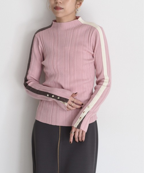 Eimee Law（エイミーロウ）の「配色ラインランダムリブニット（ニット/セーター・レディース・ブラック/アイボリー/チャコールグレー/ベージュ/ブルーグリーン/グレー/モカ/ライトピンク・38/FREE）」の20枚目の写真